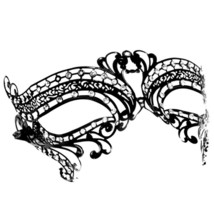 Masquerade Ball Eye Mask Rhinestones Ribbon Closure Venetian Mardi Gras ... - £15.71 GBP