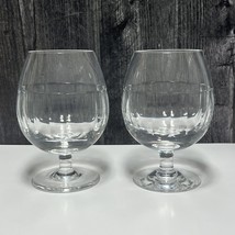Pair Royal Brierley ETON Faceted Band Footed Crystal Glass Brandy Snifters - $43.56
