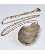 Banded Agate Druzy Stone Pendant Long Chain Necklace - $25.00