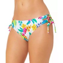 Salt + Cove Juniors&#39; Retro Hibiscus Lace Up Bikini Bottom White Colorful L - $7.84