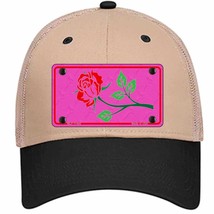 Illustrated Rose On Pink Chaise Lounge Novelty Khaki Mesh License Plate Hat - £22.70 GBP