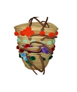 Moroccan Basket with Pompoms, Moroccan Market Basket, Moroccan French Ba... - $807.77 MXN