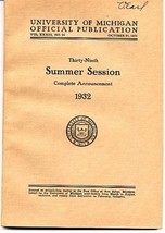 University of Michigan Catalog Summer Session 1932 Ann Arbor  - $29.67