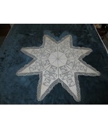 Hand Crocheted NATURAL 8-Point STAR DOILY or TABLE CENTER - 38&quot; Across - £11.81 GBP