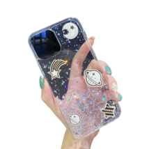 Anymob iPhone Case Transparent Glitter Planet Clear Soft Silicone Cover - £22.72 GBP