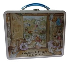 Crabtree &amp; Evelyn London Peter Rabbit Collectible Tin Lunchbox Vintage 1985 Box - £16.61 GBP