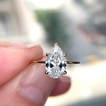 Lab Grown 1.02 Cts PEAR Cut D VS2 CVD Diamond Ring Solitaire 14k Yellow ... - $13,091.73 MXN
