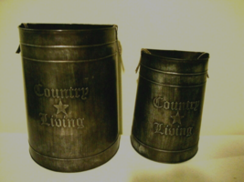 Country Living Hanging Buckets in Distressed Metal image 2