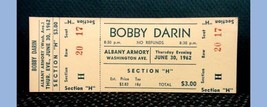 1962 vintage UNUSED SHOW TICKET: BOBBY DARIN albany armory,ny SECTION &quot;H&quot; - $24.70