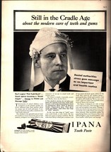 1937 Ipana Toothpaste man wearing baby hat Vintage Print Ad d8 - $24.11