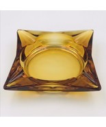 Vintage Amber Glass Square Star Ashtray 6&quot; x 6&quot; MCM  - £10.45 GBP