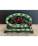 Vintage Metal Napkin Holder Cast Iron Hand Painted Apples Orchard Cottag... - $329.57 MXN