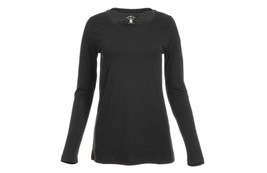 Blue Mountain YLK-1071 Black Women&#39;s Long-Sleeve Solid Scoop Neck T-Shir... - $27.90