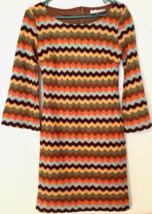 XXI dress size M women 3/4 sleeves, zip up back, striped, knee length - $14.80