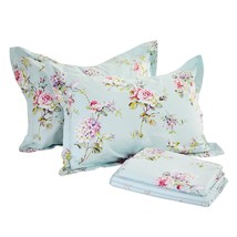 Floral Sheet Set Queen Size Premium 100% Cotton French Country Bedding Rose And  - £105.36 GBP