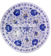 12&quot; White Marble Serving Tray Plate Pietradure Lapis Inlay Home Decor Gi... - $427.02