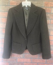 Black Wool Blend Blazer EUR Size 40 USA Size 8 Vintage Zara Basic Should... - $2.85