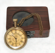 Nautical Vintage American Elgin Look Antique 2&quot; Brass Pocket Watch With ... - £39.96 GBP