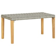 Garden Bench 120 cm Grey Poly Rattan and Solid Acacia Wood - £35.75 GBP