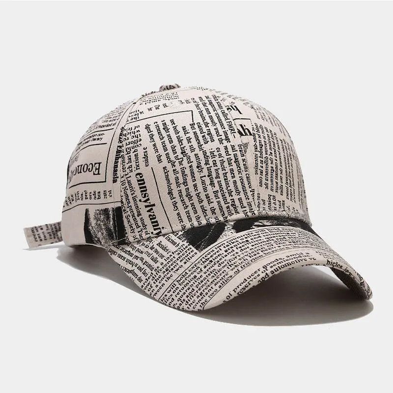 FS  Yellow Newspaper Pattern Baseball Caps For Men  Women Designer Cap Street Hi - £116.05 GBP