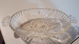 Anchor Hocking 1960&#39;s Vintage Clear Cut Glass Two Handle Oval Relish or Candy Di - £12.01 GBP
