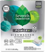 Seventh Generation Power Plus Dishwasher Detergent Packs, Fresh Citrus, 40 Count - £14.23 GBP