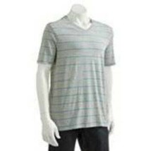 Mens Shirt Sonoma Short Sleeve Gray Striped V-neck Casual Tee-sz 2XL - £12.44 GBP