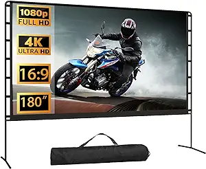 Projector Screen With Stand, 180 Inch Foldable Outdoor Projector Screen ... - $232.99