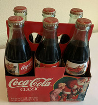 Vintage 1995 Coca Cola 6pk Christmas Bottles. Full Bottles in cardboard case - £11.24 GBP
