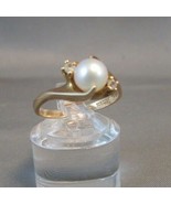 ANTIQUE 10KT YELLOW GOLD PEARL &amp; DIAMOND RING SIZE 5.5 ZALES JTC - $250.00