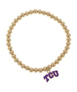 TCU Horned Frogs Ball Bead Stretch Bracelet in Satin Gold - $33.85 CAD