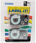 New Casio EZ-Label Printer Label It! Two Tape Cartridges XR18X2S Black o... - £9.02 GBP