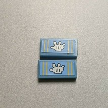 LEGO 1x2 Light Blue Tile (2)pc. White Glove World Sticker SpongeBob 3816... - $1.00