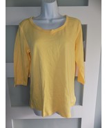 Christopher &amp; Banks Yellow 3/4 Sleeve Knot V-Neck Shirt Size S Women&#39;s - $22.46 CAD