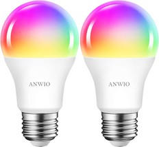 The Anwio 2-Pack Of 8.5W (60W Replacement) A19 E26 Led Smart Light Bulbs Work - £35.93 GBP