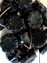Antique Jet Buttons Shank Black Some Cut Steel Victorian 78 1/2&quot;-3/4&quot; - $137.65 CAD