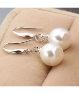 New Fashion 925 Sterling Silver 10Mm Pearl Drop Earrings Jewelry For Woman - $15.16 CAD