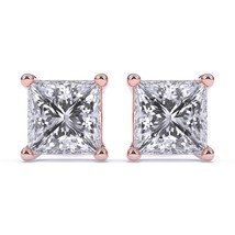 0.75 Ct Natural Diamond SI Clarity Square Shape Solitaire 4 Prong Studs. - £1,085.84 GBP
