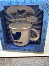 Twitter X Coffee Mug Saucer and Spoon NEW Elon Musk - £25.83 GBP