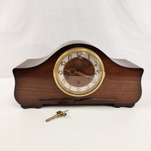 Seth Thomas Pembroke Mantle Clock Midcentury Wood Veneer Canada w/ Key Vtg - £98.97 GBP