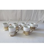 6 Demitasse Espresso Cups Silver Plated ? Holders 4 spoons - £19.66 GBP