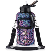 Half Gallon Water Bottle With Sleeve 64 Oz Water Bottle With Straw &amp; Tim... - $37.99