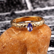 Natural Tanzanite Ring, Oval Cut Blue Gemstone,December Birthstone, Engagement R - £73.37 GBP