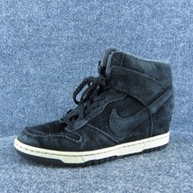 Nike Dunk Sky Hi Women Sneaker Shoes Black Suede Lace Up Size 7.5 Medium - $98.01