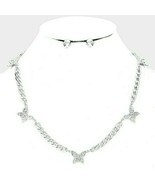 Silver Butterfly Necklace Pendant Chain Statement Rhinestone Fashion Jew... - £18.04 GBP