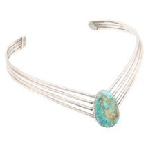 925 Sterling Silver Vintage Necklace NAVAJO Zuni Turquoise Classic Choke... - $455.15