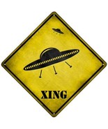 UFO Spaceship Xing Novelty Mini Metal Crossing Sign - £13.54 GBP