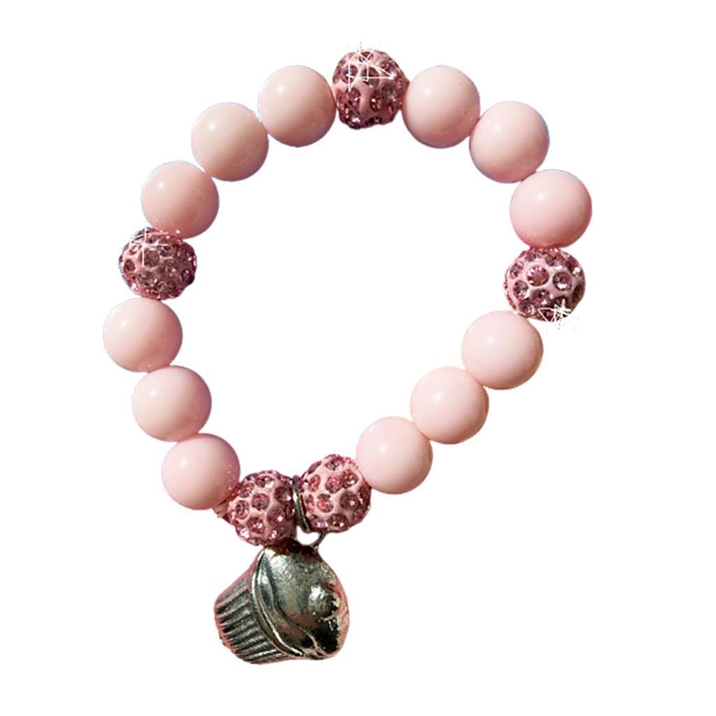 Bracelet Pink Beads Cupcake Charm Kids Birthday Party Favors Ages 3+ New - $4.95