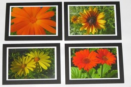 4 Floral Blank Photo Greeting Cards, 5X7 Black cards, Original Gift, FREE PEN - £10.49 GBP