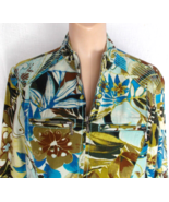 SZ 1 CHICOS Jacket Aqua Embroidery Zip Front Zip Pockets Floral Design M/8 - $23.08 CAD